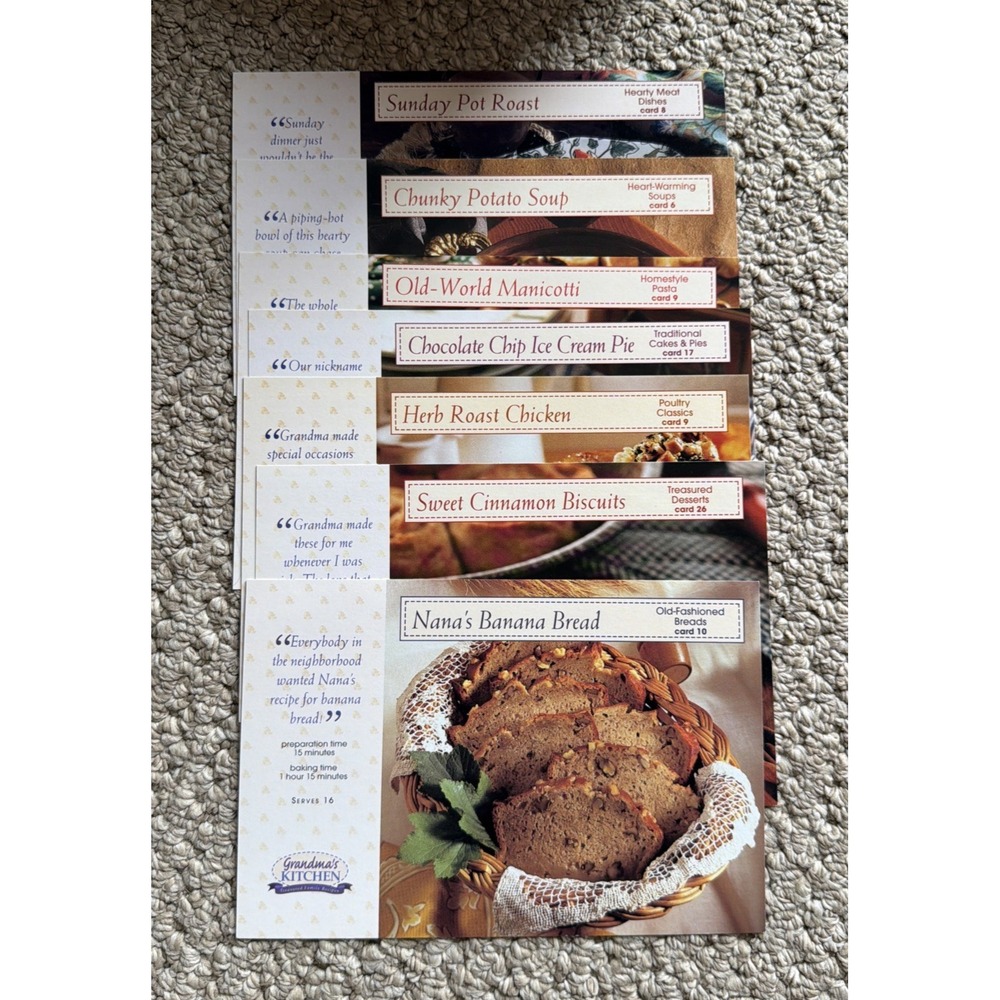 Grandma's Kitchen Recipe Cards‎ Lot of 7 Treasured Family Recipes